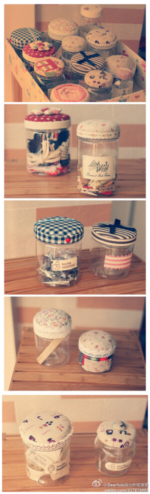 玻璃瓶的盖子不好看？自己为它换个小帽子吧