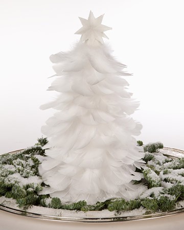 白色羽毛做的圣诞树 好仙
