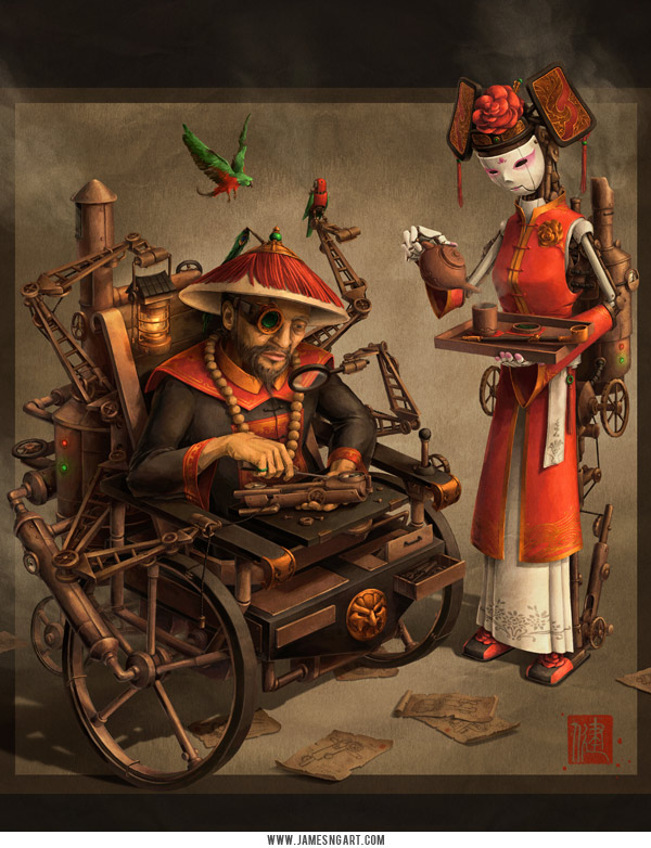 <ImperialInventor>来自香港插画师James NG. △发明人失去几乎所有在一个可怕的工程事故，现在集中所有的时间皇室创造新机。他唯一的同伴是他的机器人仆人，和宠物鹦鹉，他还创造了一个机器人朋友。