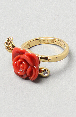 14K 金, 树脂玫瑰以及镶嵌施华洛世奇水晶美国正品/代购款 Disney couture The Rose Ring 红玫瑰戒指