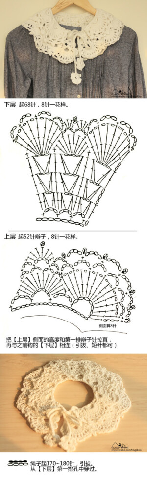 双层假领钩针编制图解