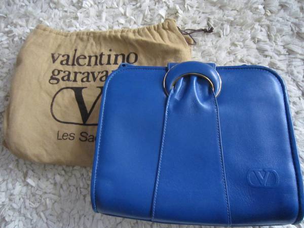 Vintage Valentino 复古70's宝蓝手拿单肩两用包 古董包