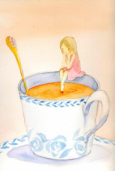 日式水彩小插画——奶茶