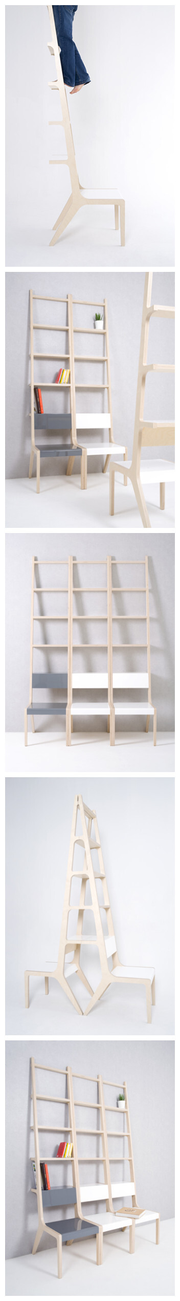 设计师Seung Yong Song.，是椅子也是梯子也是陈列架。