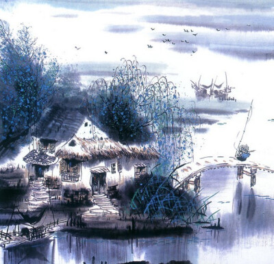 烟雨江南风景画