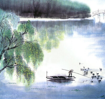 烟雨江南风景画