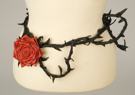 Red rose leather belt