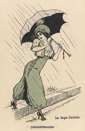 1910年的法国明信片，现代灯笼裤哈伦雏形。