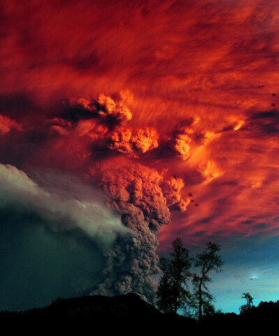 A plume of ash, estimated six miles (10km) high and three mile wide is seen after a volcano erupted in the Puyehue-Cordon Caulle volcanic chain, about 575 miles (920 km) south of the capital, Santiago…