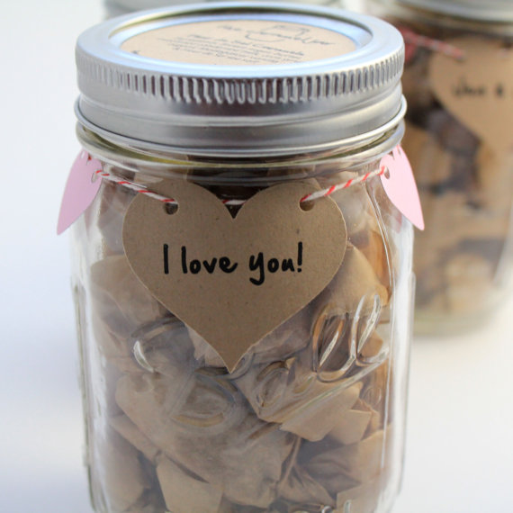 Valentine's Day Fleur de Sel Caramels - 1/2 lb in an - I Love You Garland Jar