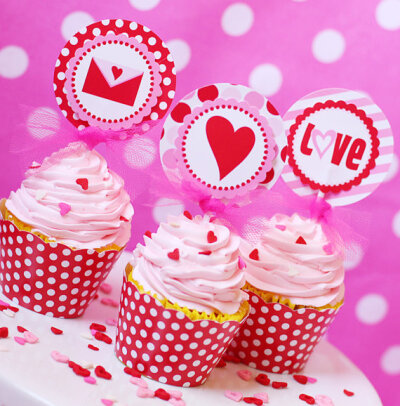 Valentines Cupcake Topper Printables Set by Shindig Parties TO GO