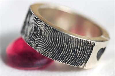 Fingerprint Ring Personalized Mothers Valentines Sterling Silver Jewelry