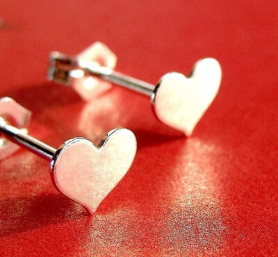 Heart Post Stud Sterling Silver Earrings Valentine Jewelry Gift