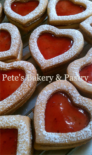 12PC Valentine Strawberry Jam Heart Double Layer Butter Cookies Made to Order for LOVE