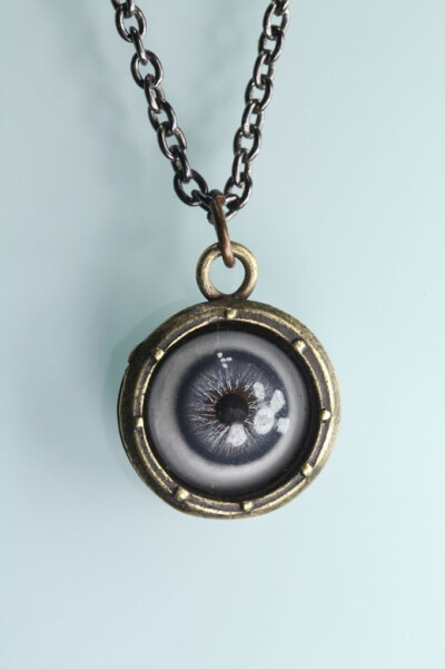 Steampunk Porthole Blue Evil Eye necklace