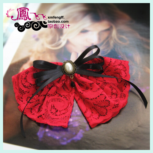 凤飞飞原创 复古 手工饰品 优雅蕾丝蝴蝶结发饰