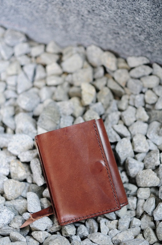 Hand Stitched Brown Leather Mini Wallet