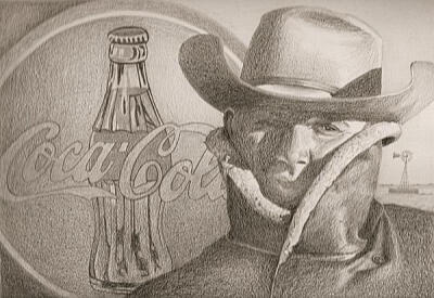 Cold Cola Cowboy Drawing by Jim Ford