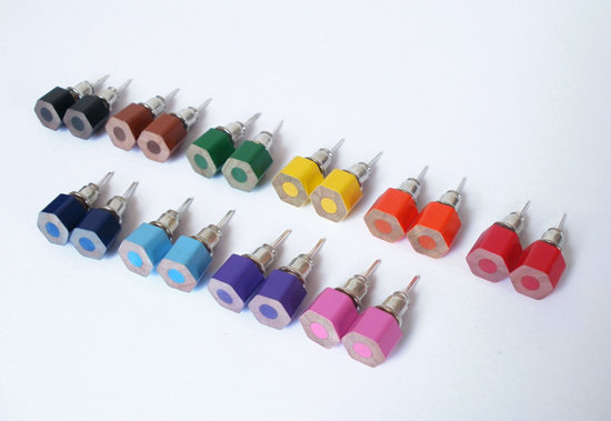 color pencil ear studs the hexagon version in candy by huiyitan