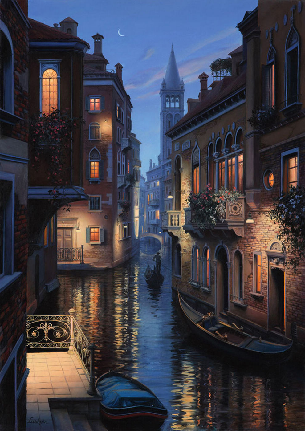 Evgeny Lushpin 1966年出生于莫斯科。他追随俄罗斯和西欧最优秀的表象主义传统艺术，画风典雅，注重色彩和形式。