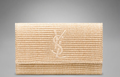 LARGE YSL CLUTCH IN NATURAL RAFFIA