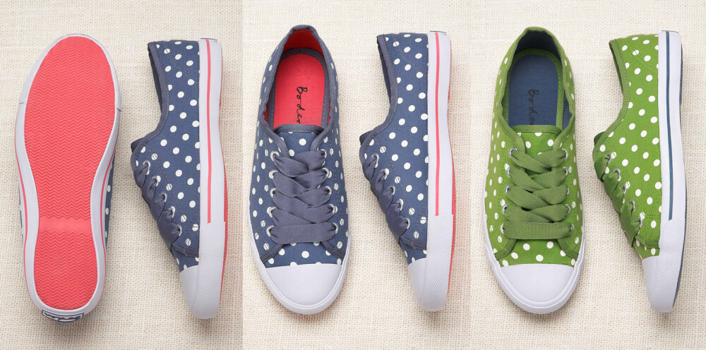 From www.bodenusa.com-Spotty Plimsolls $58.00：Moss Spot