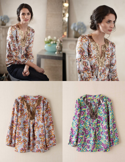 From www.bodenusa.com-Silk Deco Top$144.00 $144.00 BA020（两种花色）