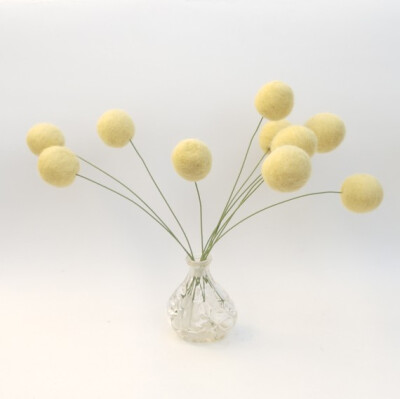 Wool Craspedia felt Billy Button Ball Flower Bloom