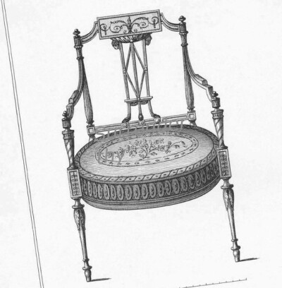 'Drawing Room Chairs' by Thomas Sheraton is a gorgeous illustration taken from his design sketchbook originally published 1n 1806.