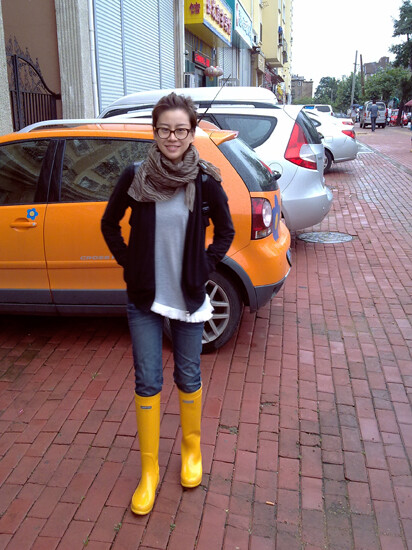 LANDS'END黄色雨靴，超有气场的英伦范，雨靴也可以很帅哦！