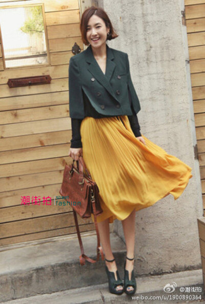 鹅黄色长裙~好看！