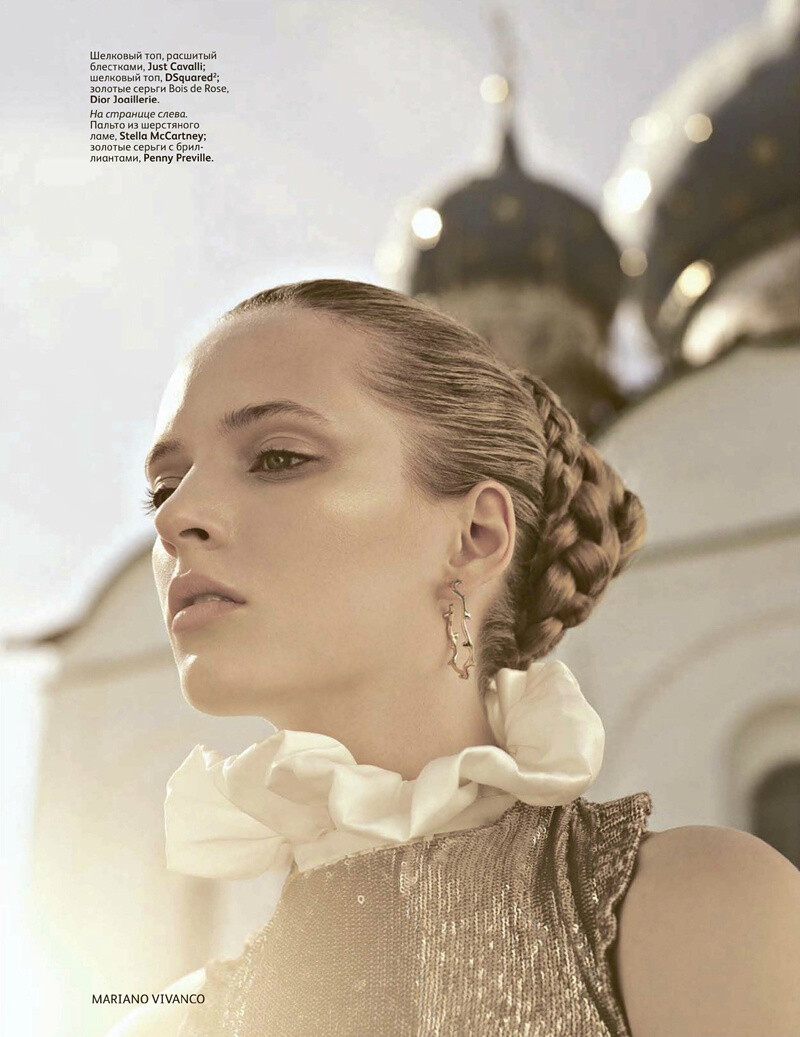 Title: На золотом крыльце - Magazine: Vogue Russia December 2011 - Model: Daria Strokous - Photographer: Mariano Vivanco - Stylist: Katerina Mukhina