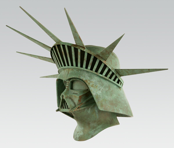 Darth Vader helmet-transformed-the Statue of Liberty