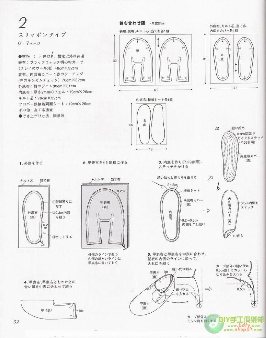 手作家居鞋 2-a.b 紙型01