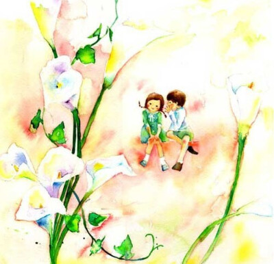 热恋中得你我。幸福像花儿一样