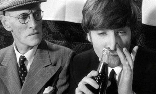 John Lennon snorting coke in the company of Wilfrid Brambell