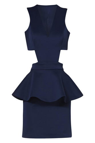 Navy cut out peplum dress at Jane Norman