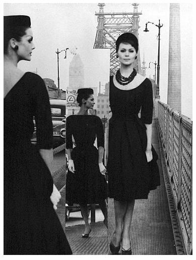 Anne St. Marie and Isabella Albonico on the Queensboro Bridge New York Vogue July 1959 photo by William Klein