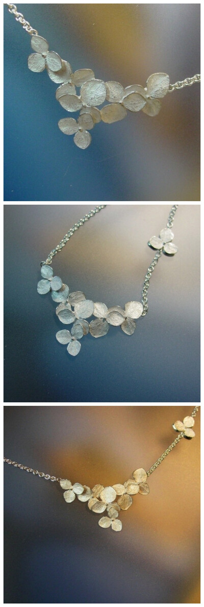 [Sterling Hydrangea Cluster Flower Necklace] from Etsy