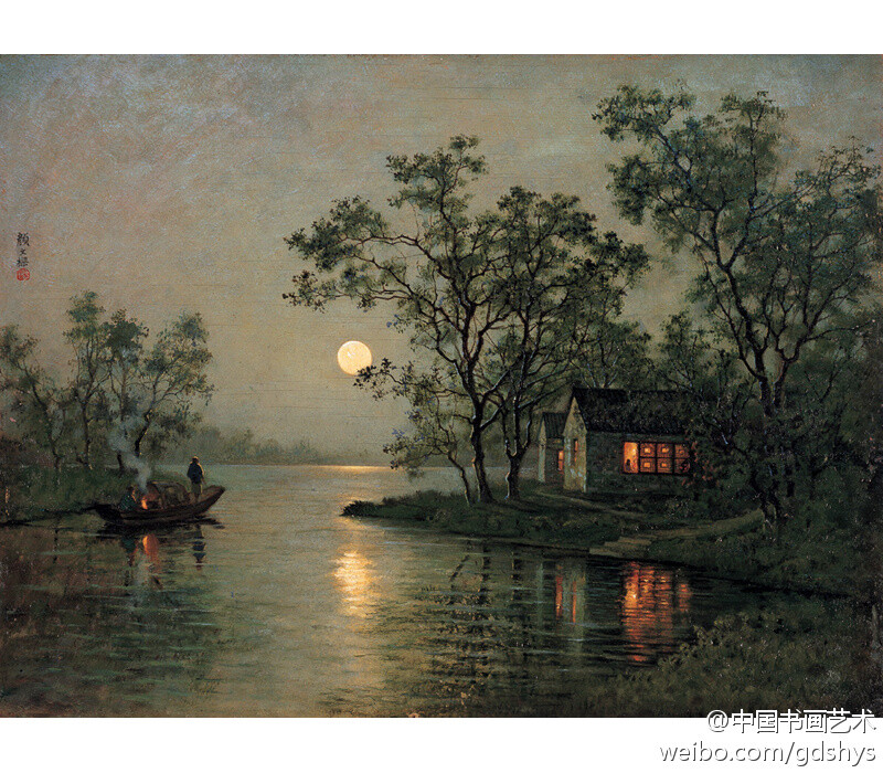 颜文樑 油画 《月光河》 --- 颜文樑先生是第一代油画家中对西画艺术