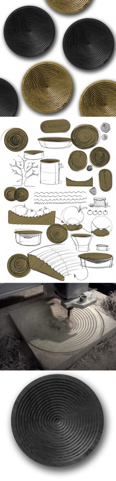 英国设计师Benjamin Hubert设计的Halo果盘，材料是橡木，用CNC（数控机床）制作，形式容易使人联想起黑胶唱片和水的涟漪。