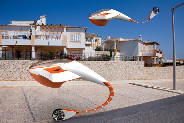 如果说“天空旅行（Sky Voyage）”还能让你和人类的空中交通工具产生联想的话，这款鲨鱼造型的概念飞行器很可能让你想到外星人。这种飞行器尾部可以活动，充当方向盘的作用；两个鱼鳍上装有引擎，提供动力支持。设计师：Anoop M via yanko设计