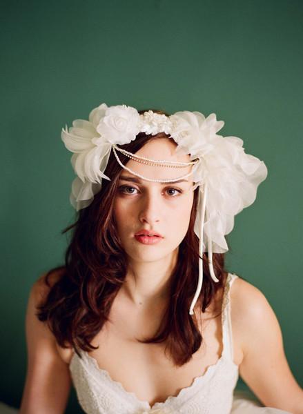 Oversized silk flower headband with swags