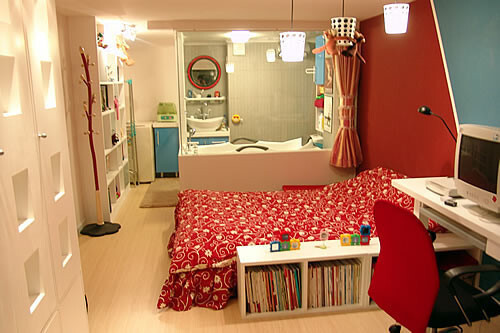 喜欢大红色。小户型这样装修不错