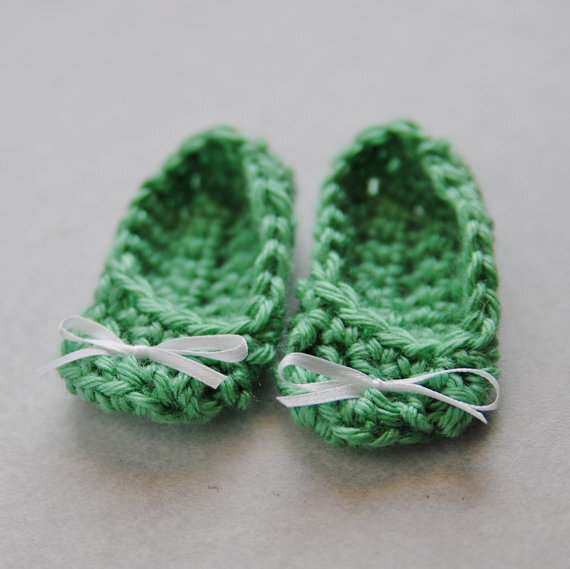 Baby Girl Newborn Booties Ballet flats Green