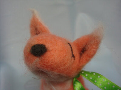 Pink fox needle felted art plush
