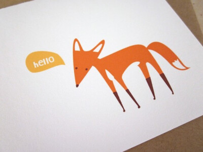Hello Fox Handmade Card
