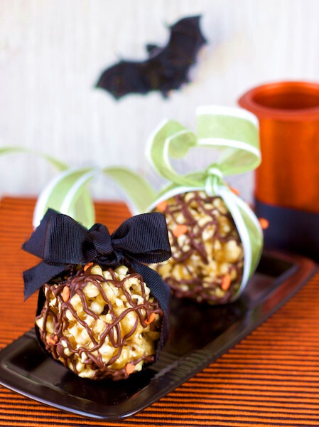 vegan chocolate toffee popcorn balls