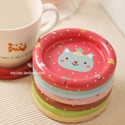 马口铁可爱动物创意圆形茶杯垫 可做杯盖