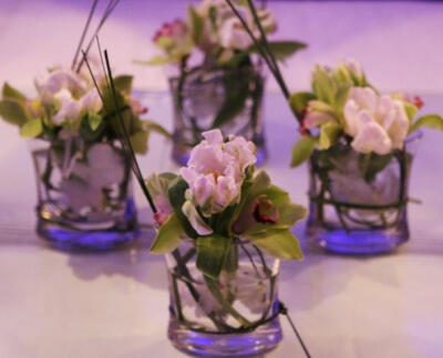 guest name card flowery holders (The Beach Wedding Reception)